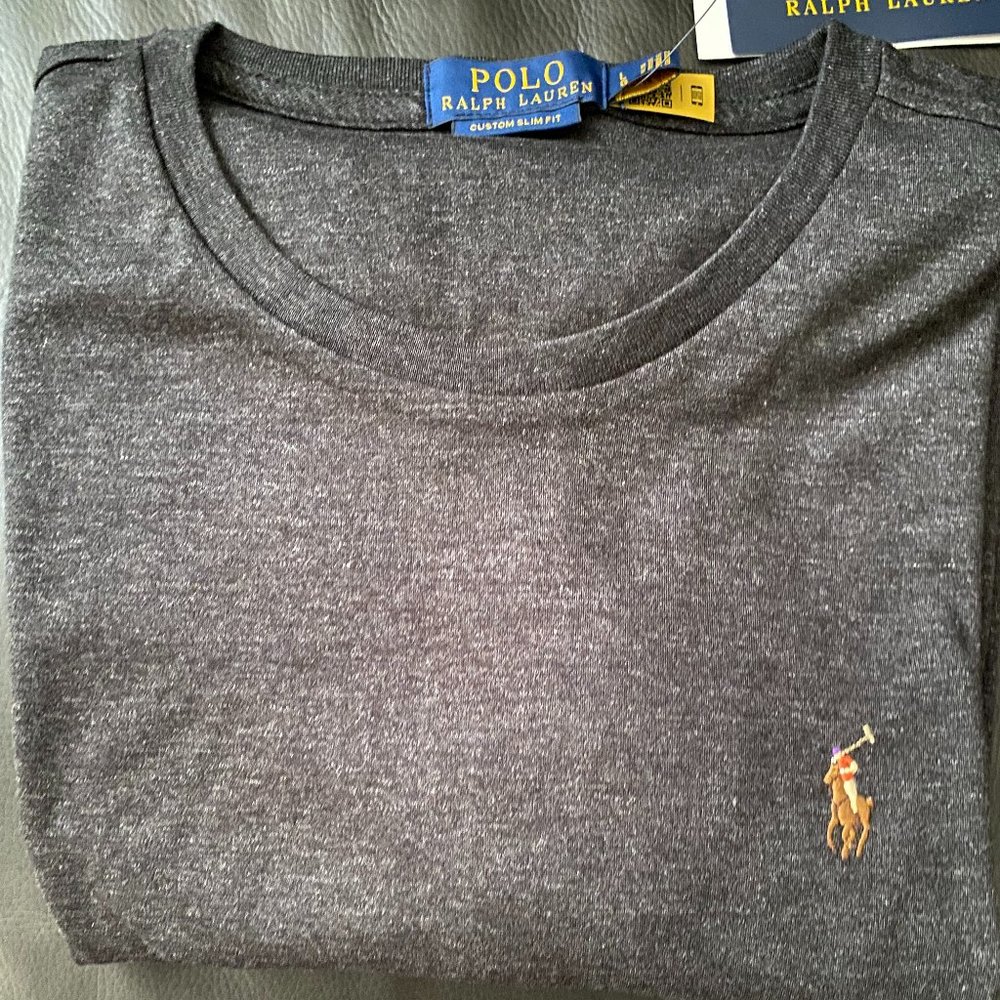 POLO Ralph Lauren Short Sleeve T-Shirt, Custom SlimFit, Grey, Size S (NWT)